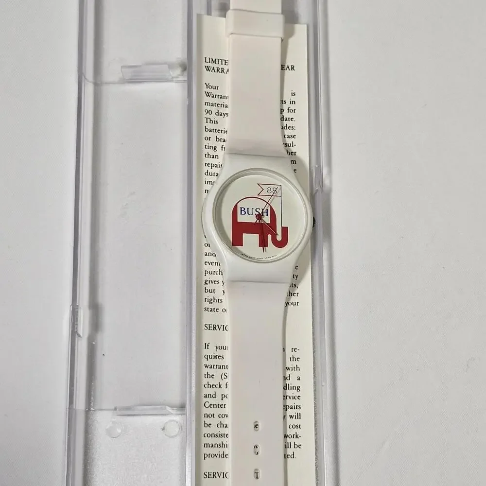 Bush Vs. Dukakis 1988 Presidential Race Collector’s Watches - New Old Stock Vtg - Picture 3 of 4
